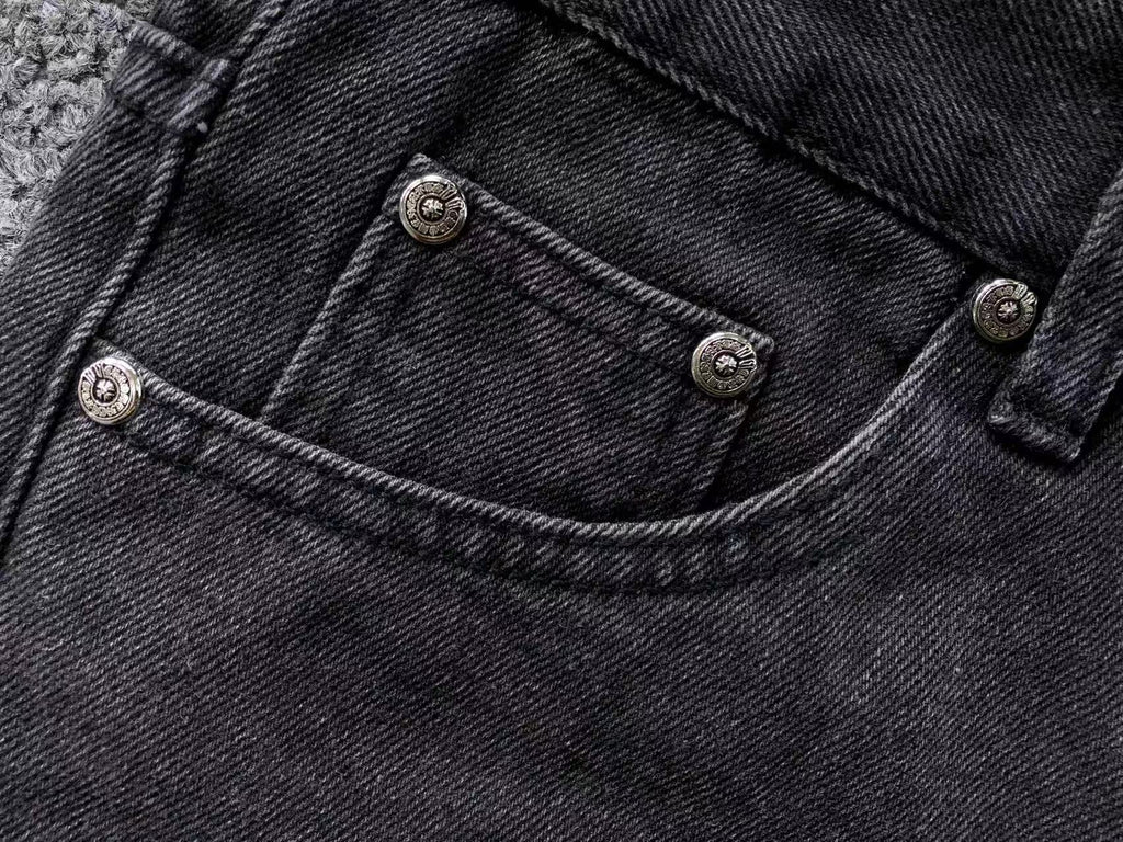 Mixed Blue Cross Patch Dark Grey Denim Jeans™