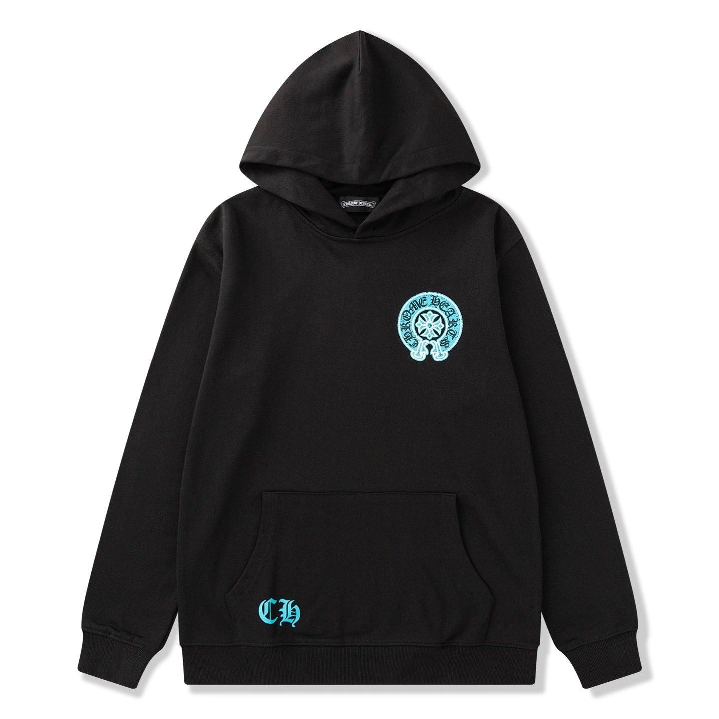 Blue Horse Shoe Logo Black Hoodie™