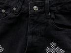 Pink & Checkered Cross Patch Black Denim Jeans™