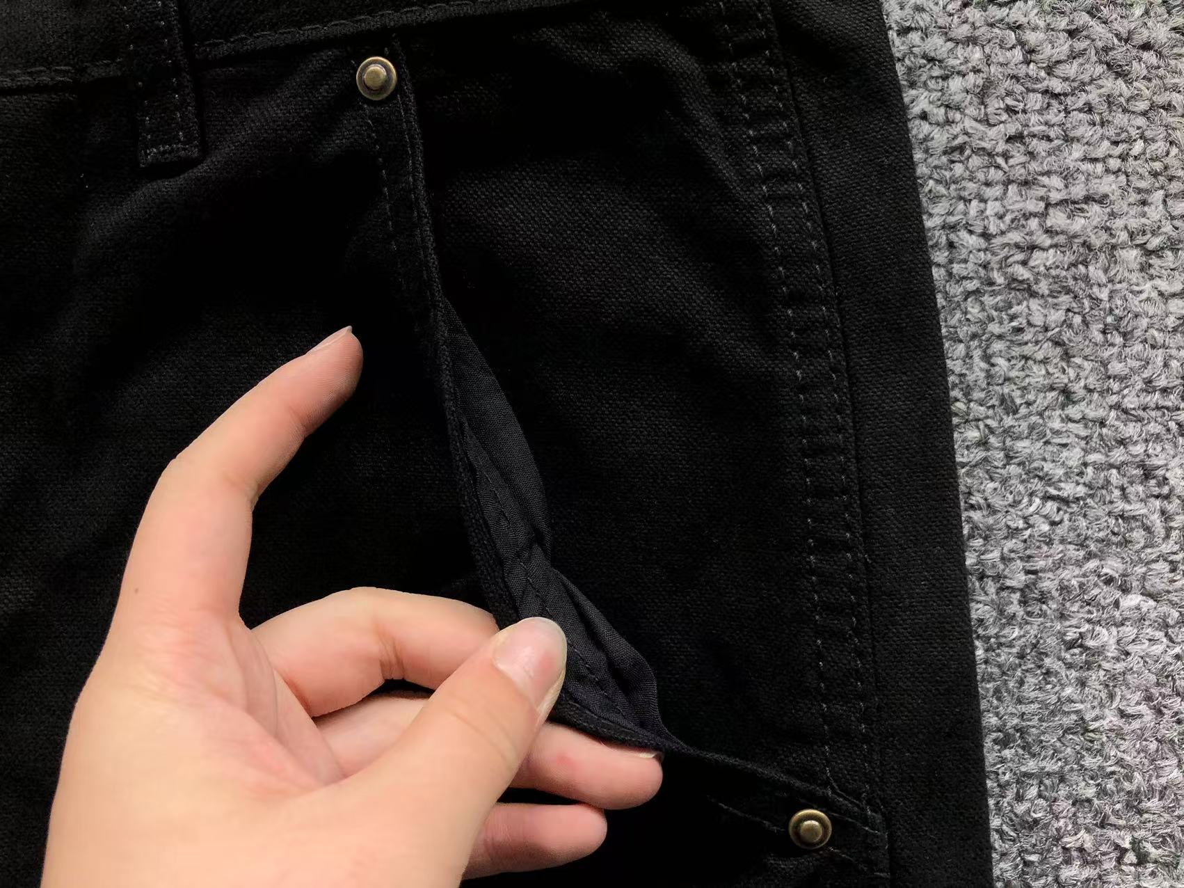 Blue & White Cross Patch Black Zipper Jeans™