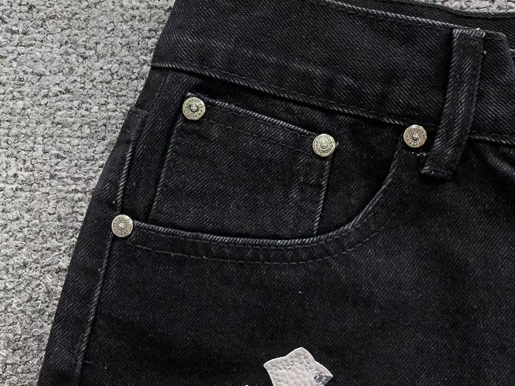 Black White Grey Cross Patch Black Denim Jeans™