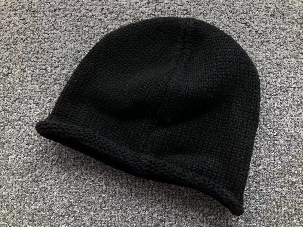 Metallic & Leather Cross Black Beanie™