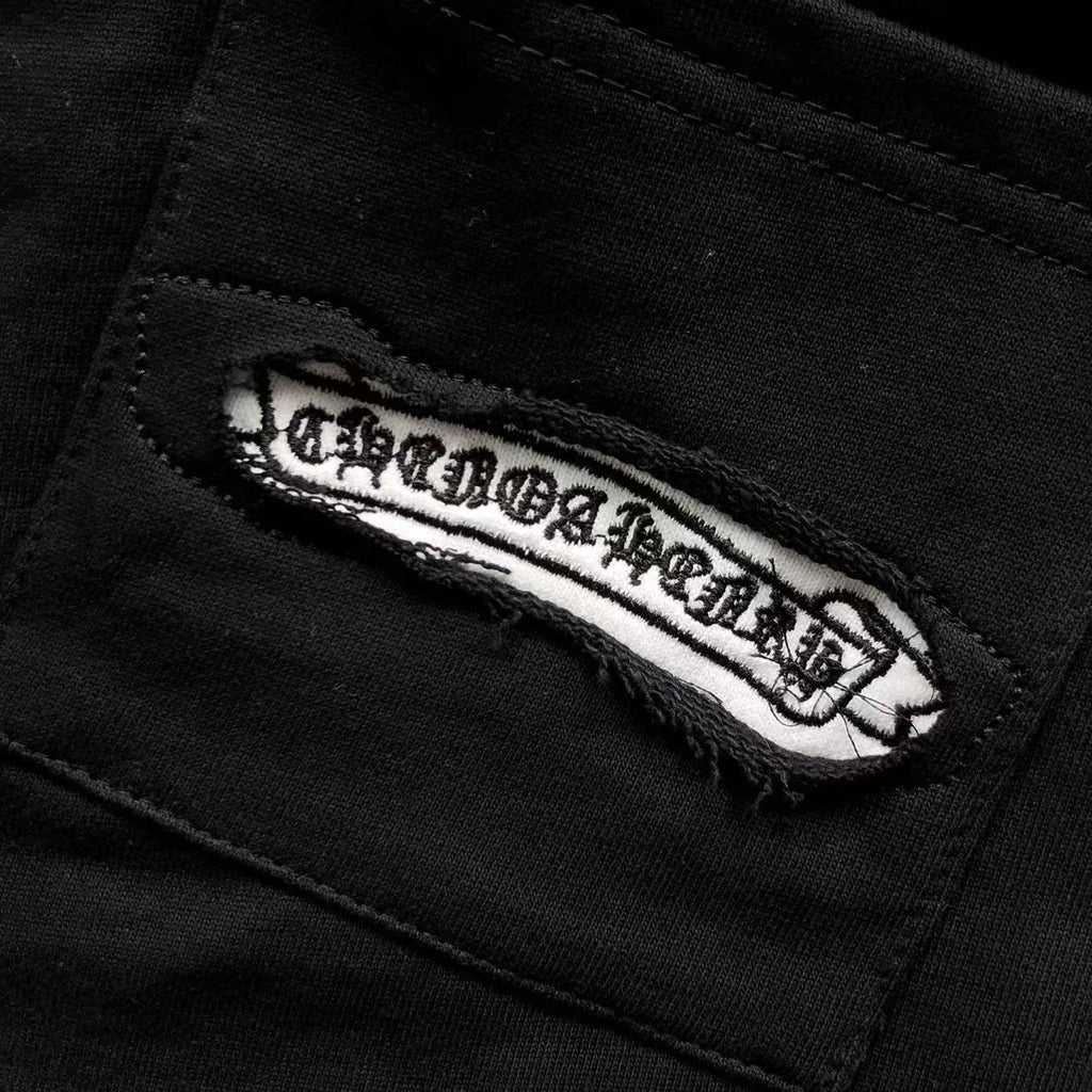Torn Fabric Cross Black Sweatshorts™