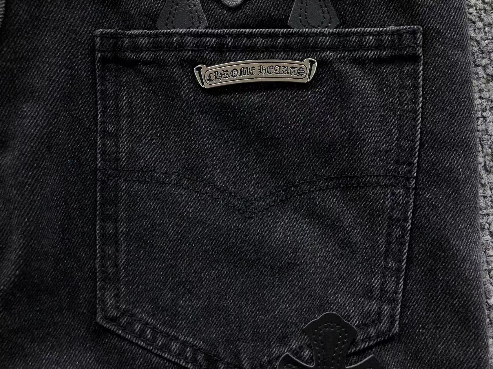 White Cross Patch Black Denim Jeans™