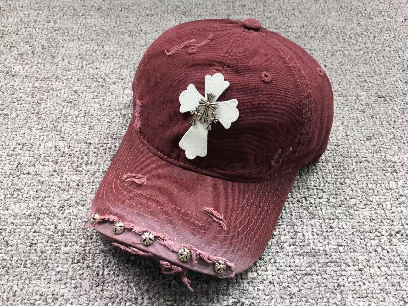 Triple Metallic & Leather Cross Torn Fabric Baseball Cap™