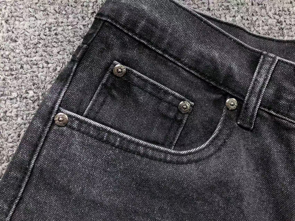 Multicolor Cross & Smiley Patch Grey Denim Jeans™