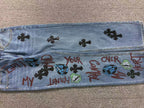 Black Leather Cross Patch Tommyboy Denim Jeans™