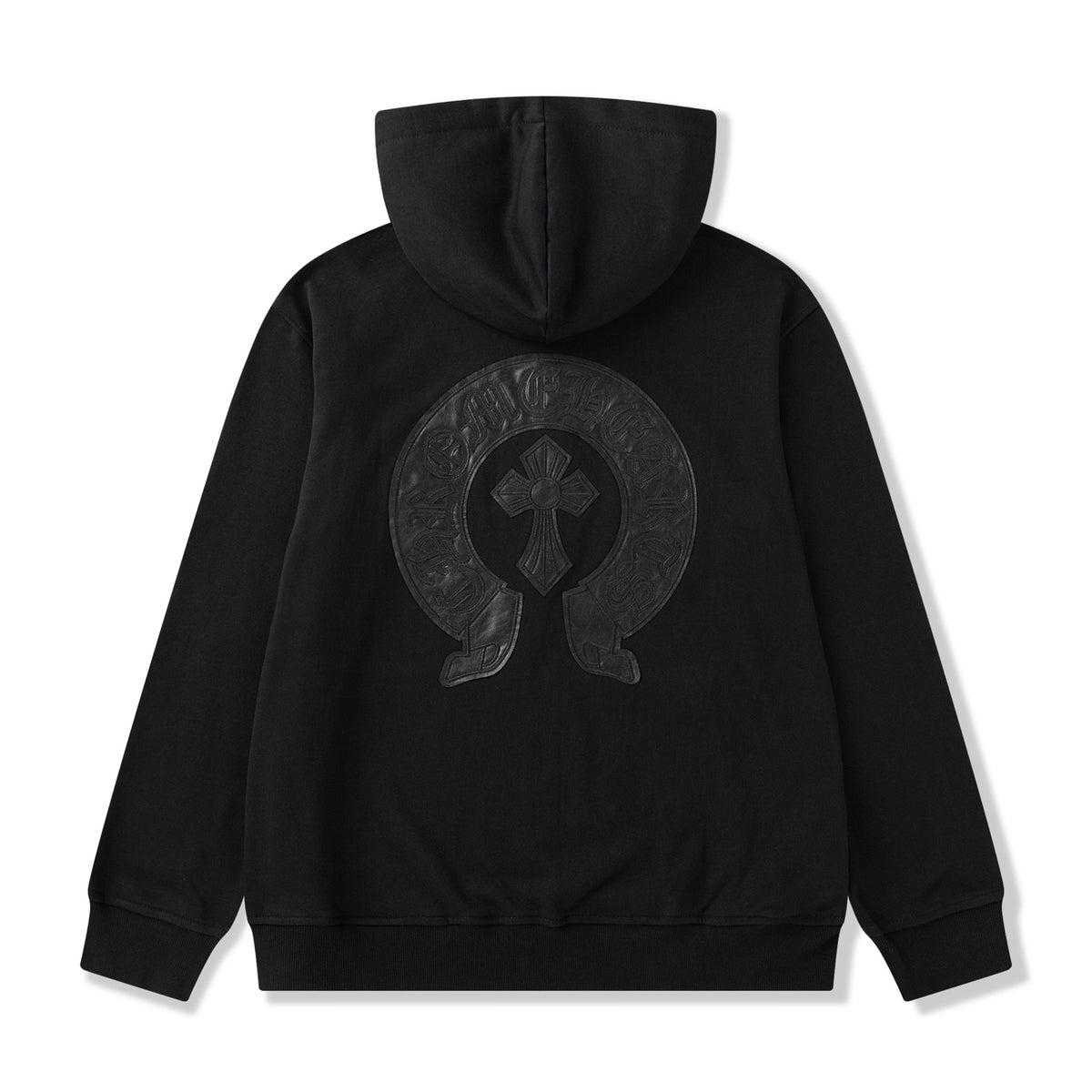 Leather Horse Shoe Logo Black Full Zip Hoodie™