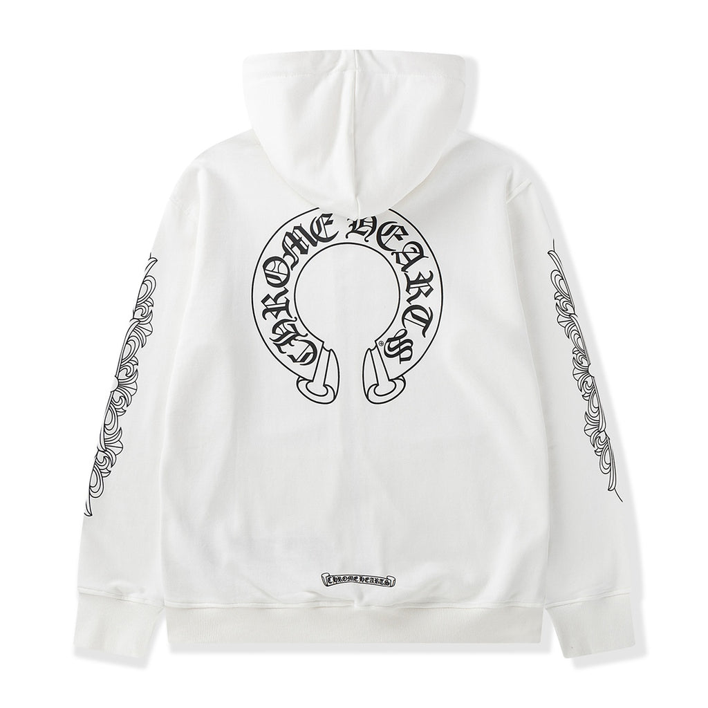 Horse Shoe Logo White Full Zip Hoodie™