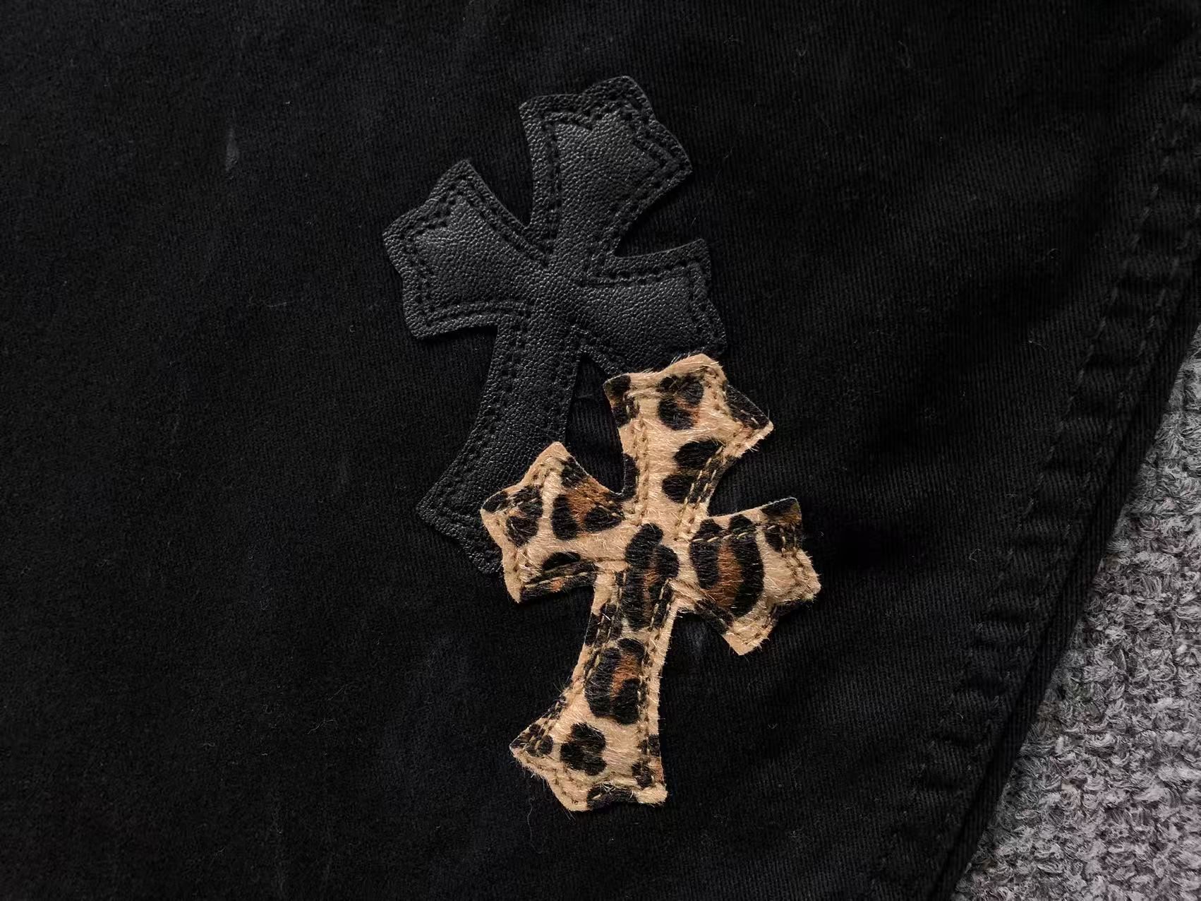Black & Leopard Cross Patch Black Carpenter Pants™