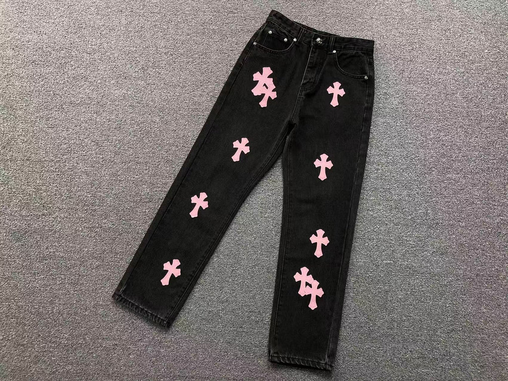 Pink Cross Patch Black Denim Jeans™