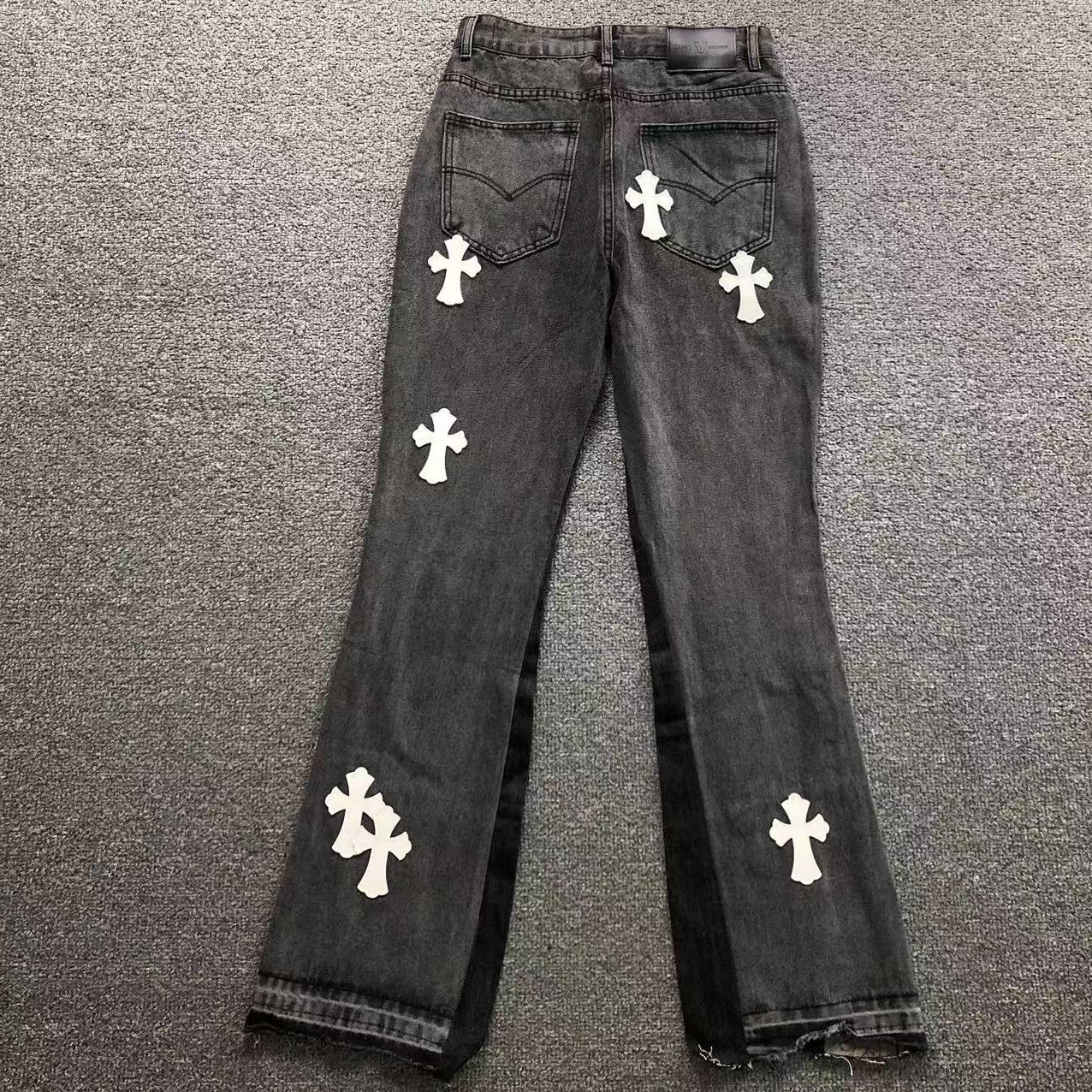 White Cross Patch Two-Tone Grey Jeans™