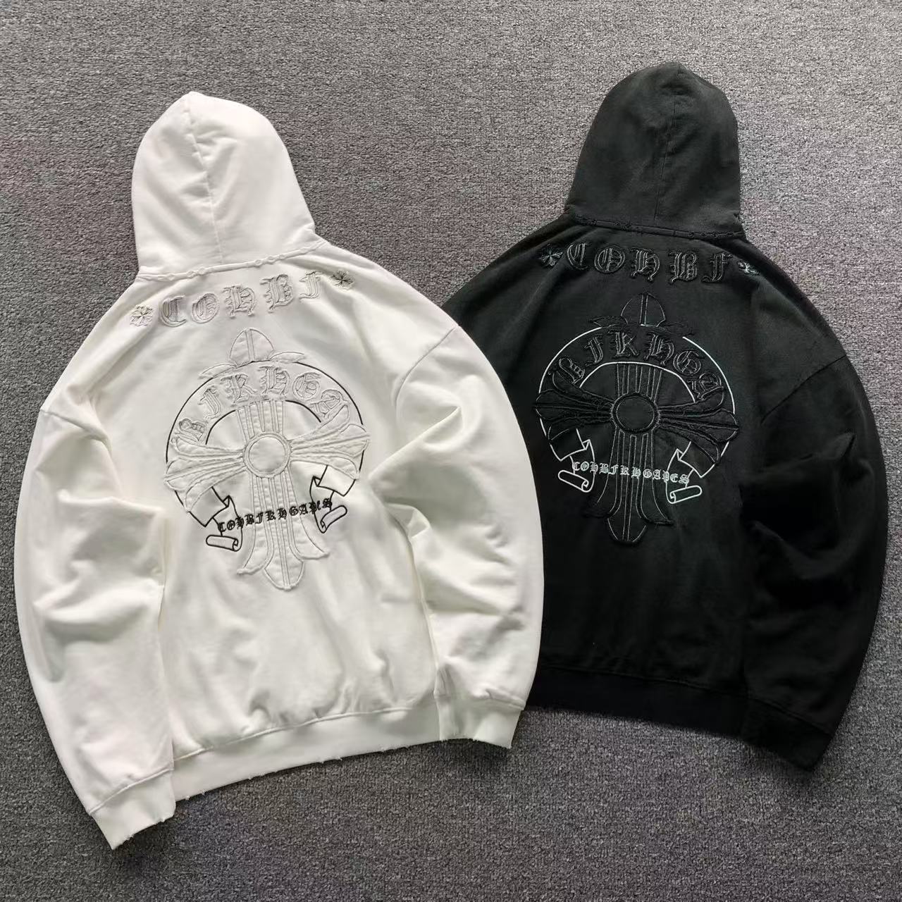 Cross & Horse Shoe Logo Torn Fabric Hoodie™