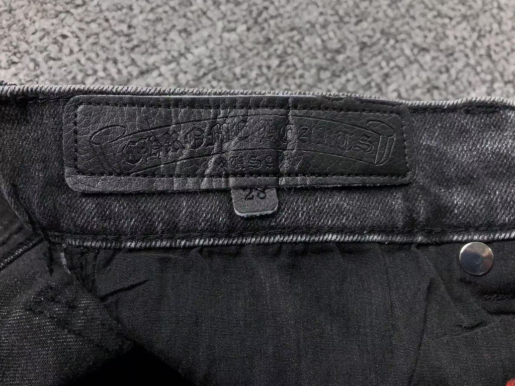 Multicolor Cross & Smiley Patch Grey Denim Jeans™