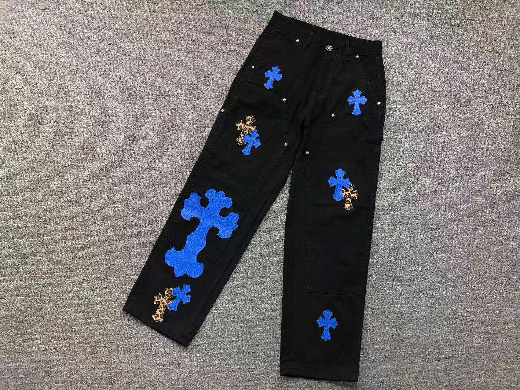 Blue & Leopard Cross Patch Carpenter Pants™
