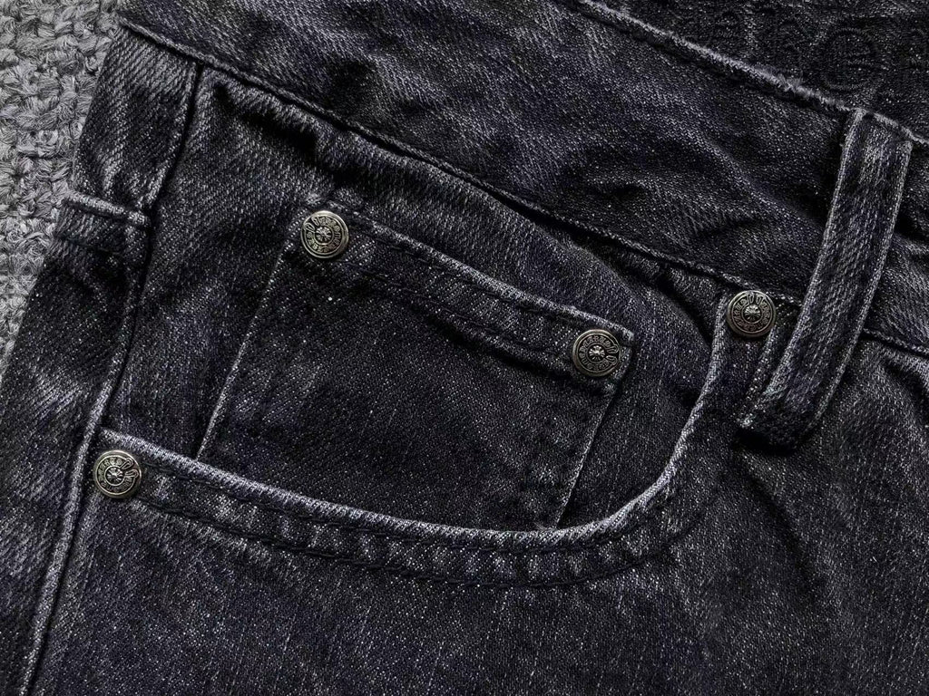 Purple & Black Cross Patch Mixed Graphic Black Denim Jeans™