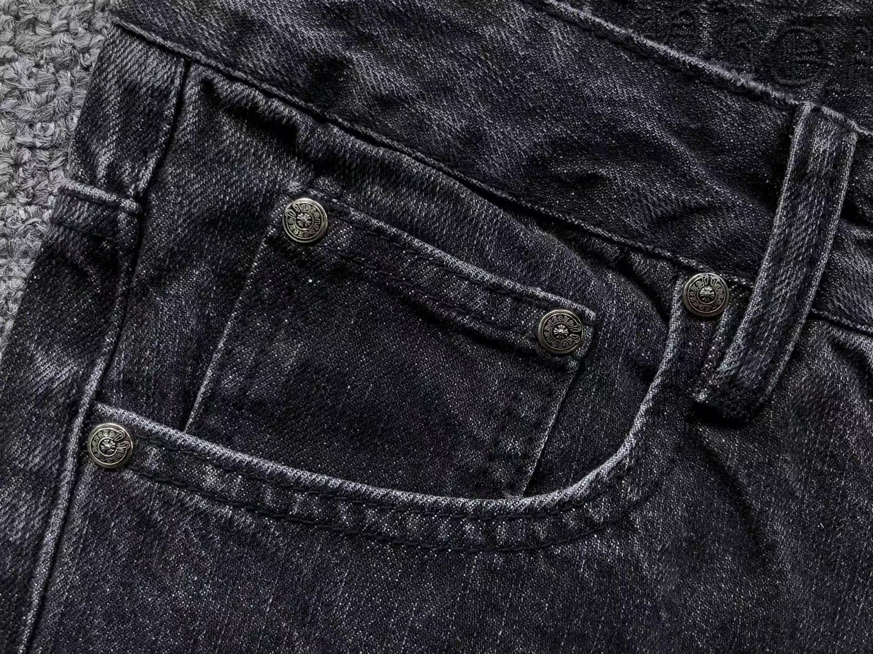 Purple & Black Cross Patch Mixed Graphic Black Denim Jeans™