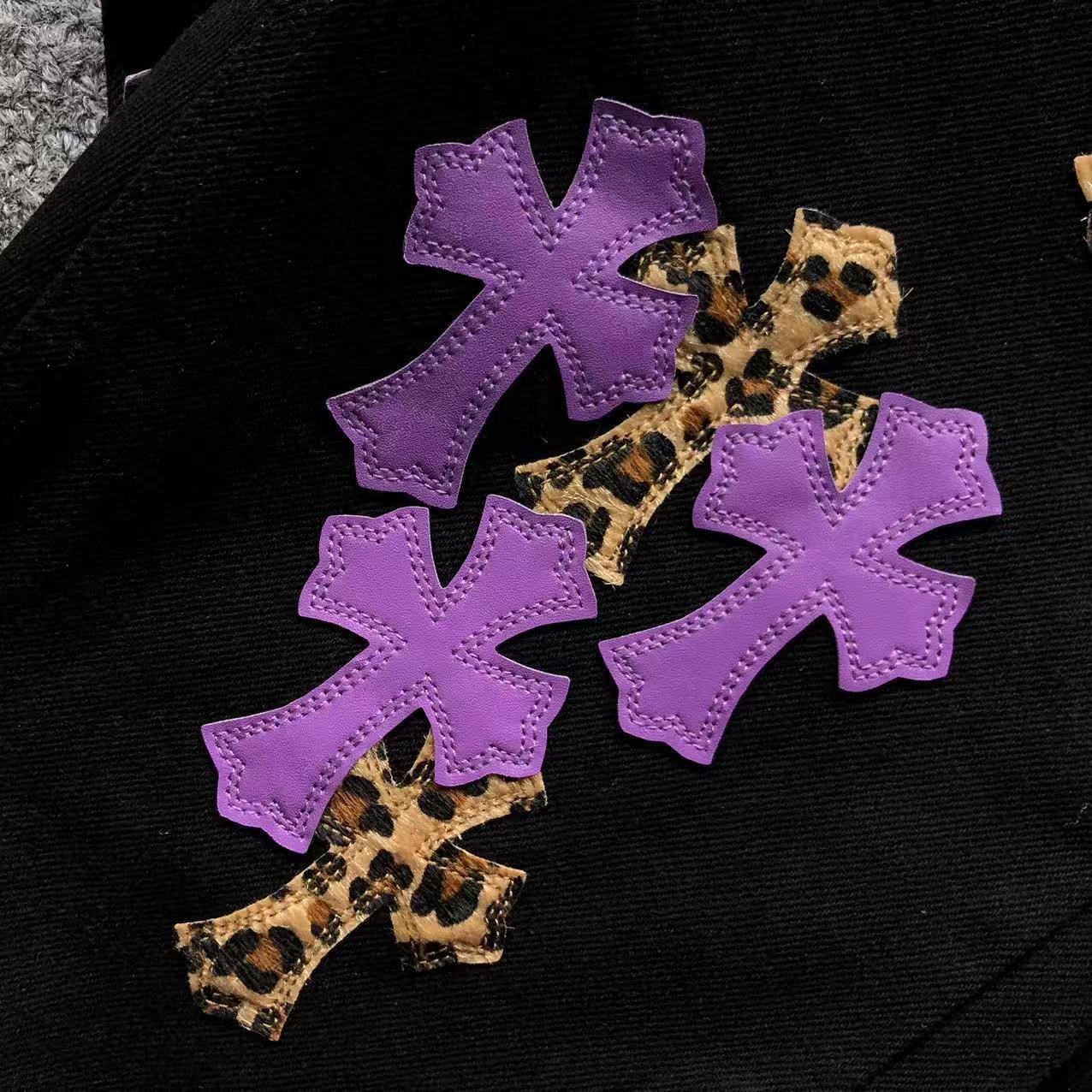 Purple & Leopard Cross Patch Black Jeans™