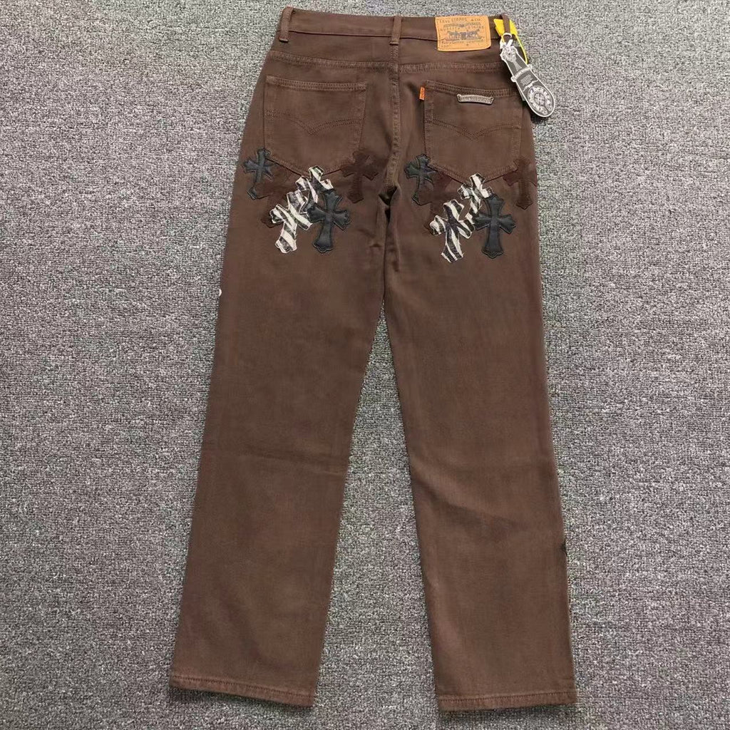 Black Brown & Zebra Cross Patch Brown Jeans™