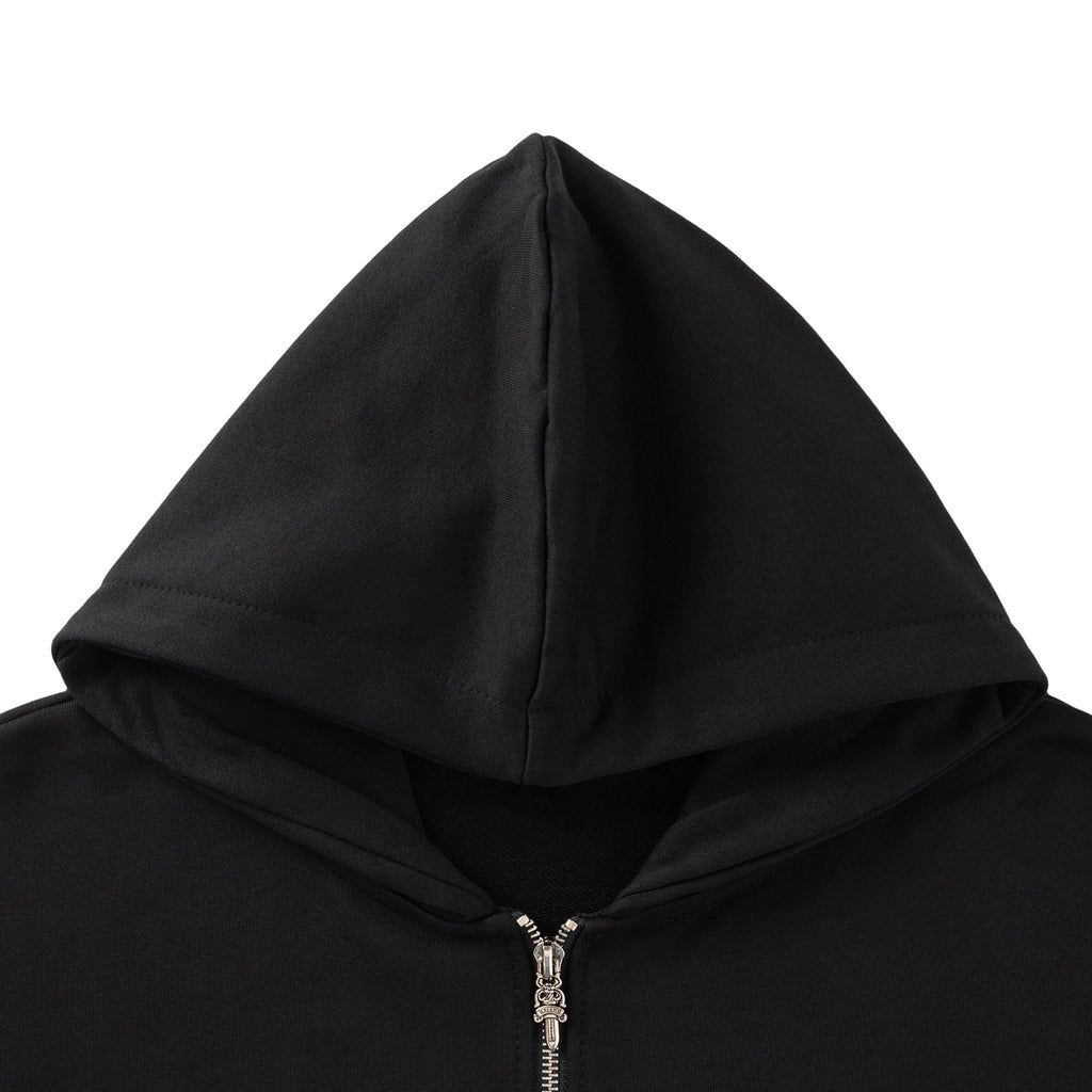 Leather Horse Shoe Logo Black Full Zip Hoodie™