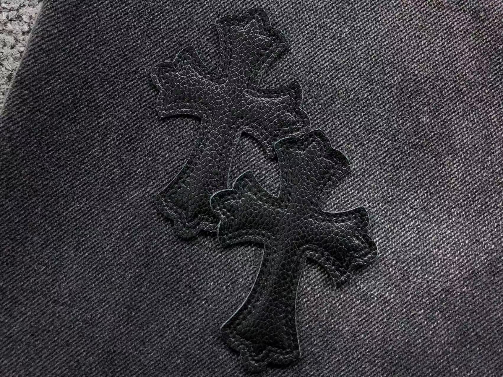 Black Leather Cross Patch Black Baggy Jeans™