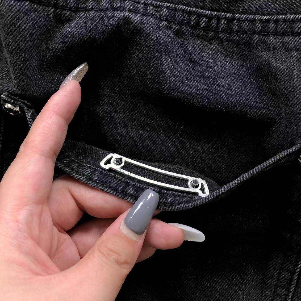 Black & White Cross Patch Baggy Black Jeans™