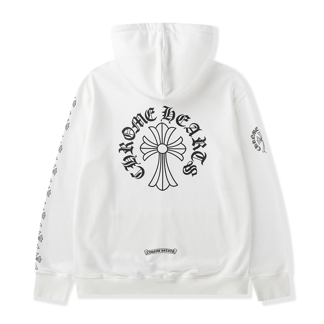 Big Cross Logo White Full Zip Hoodie™