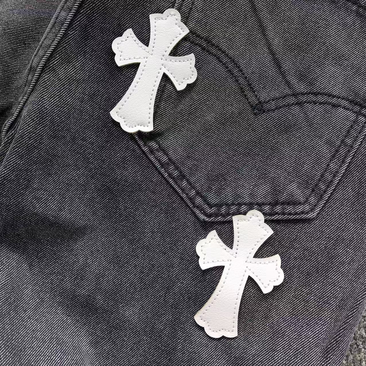 White Cross Patch Two-Tone Grey Jeans™