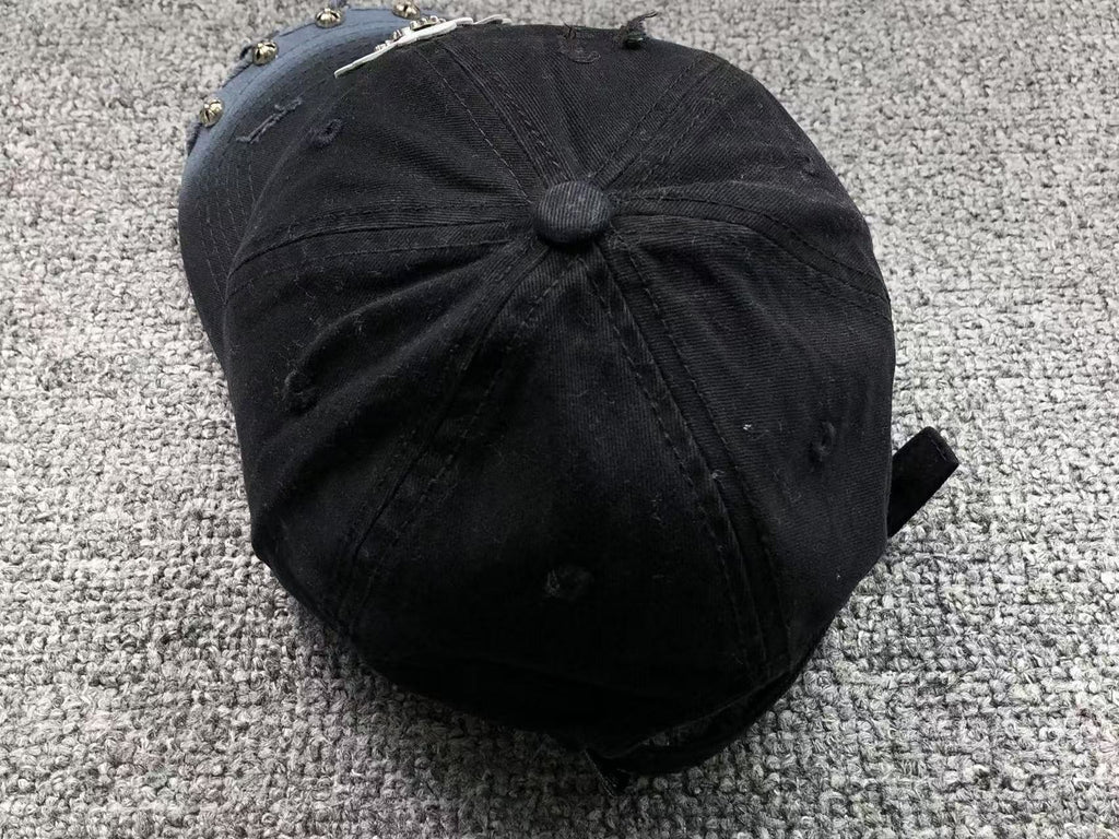 Triple Metallic & Leather Cross Torn Fabric Baseball Cap™