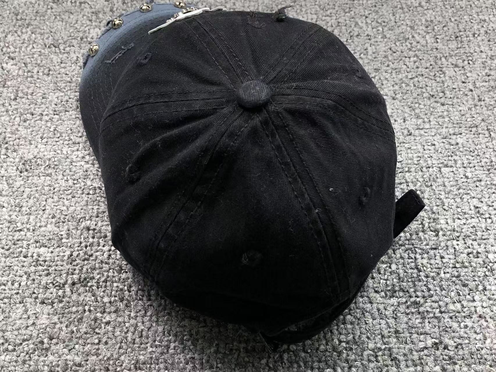 Triple Metallic & Leather Cross Torn Fabric Baseball Cap™