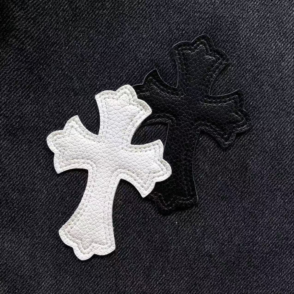 Black & White Cross Patch Baggy Black Jeans™