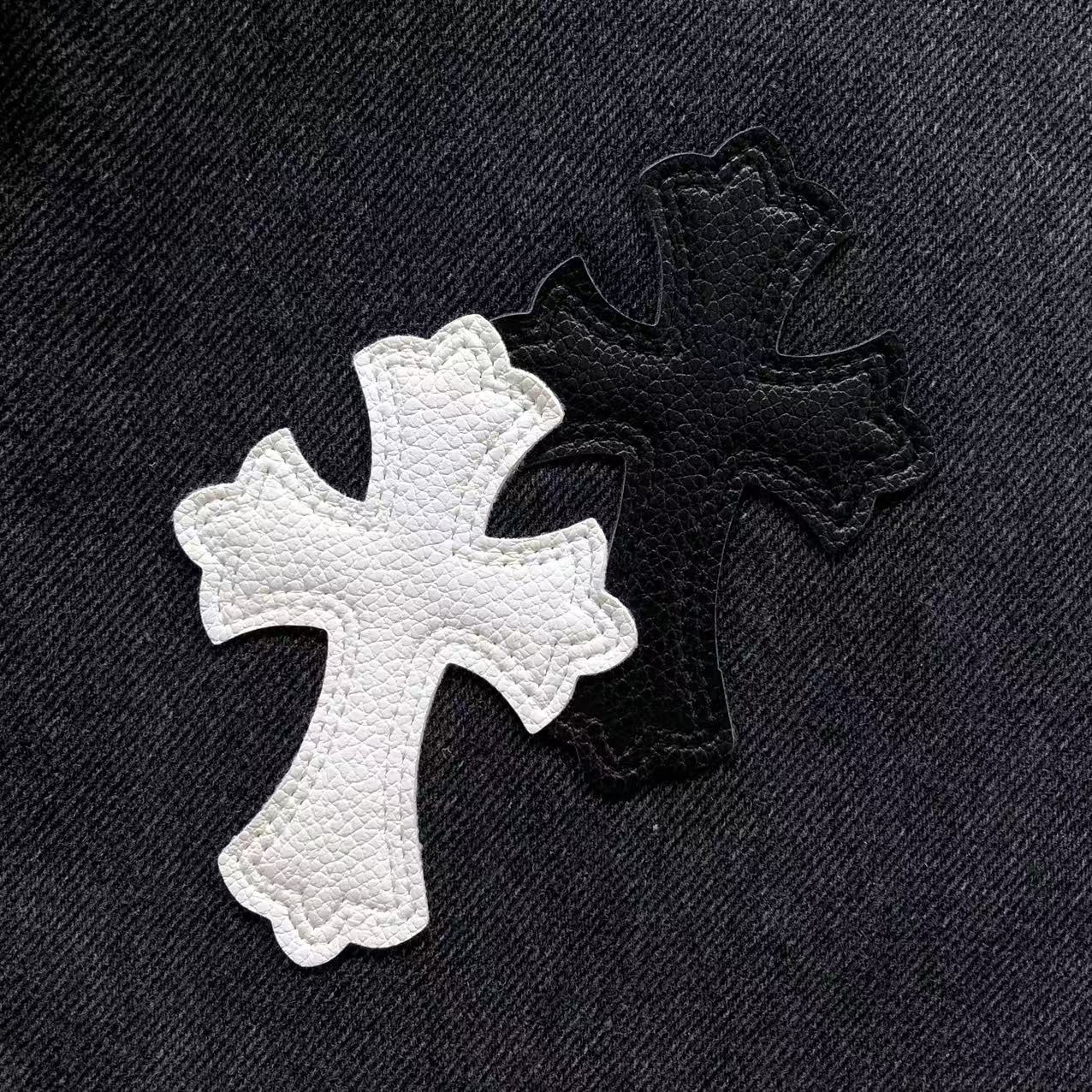 Black & White Cross Patch Baggy Black Jeans™