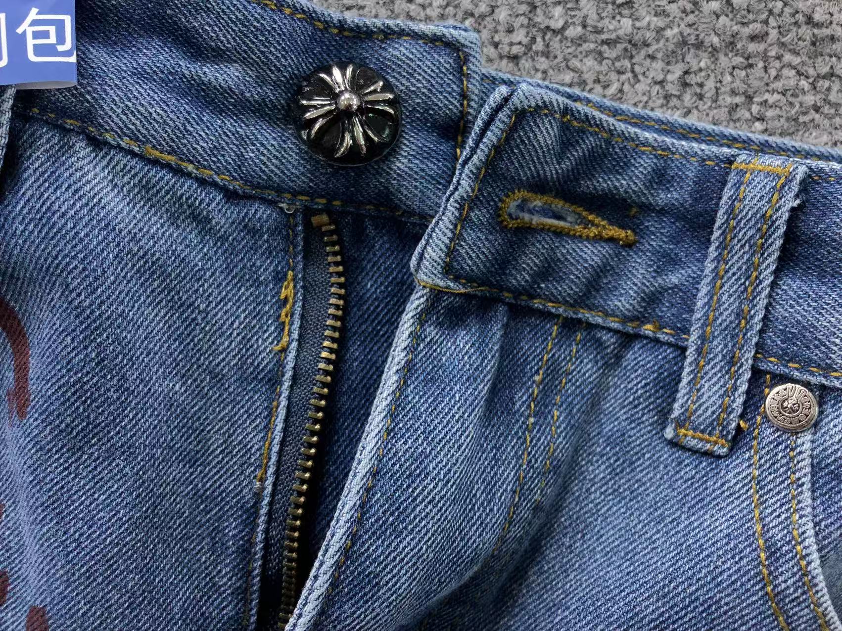 Black Leather Cross Patch Tommyboy Denim Jeans™