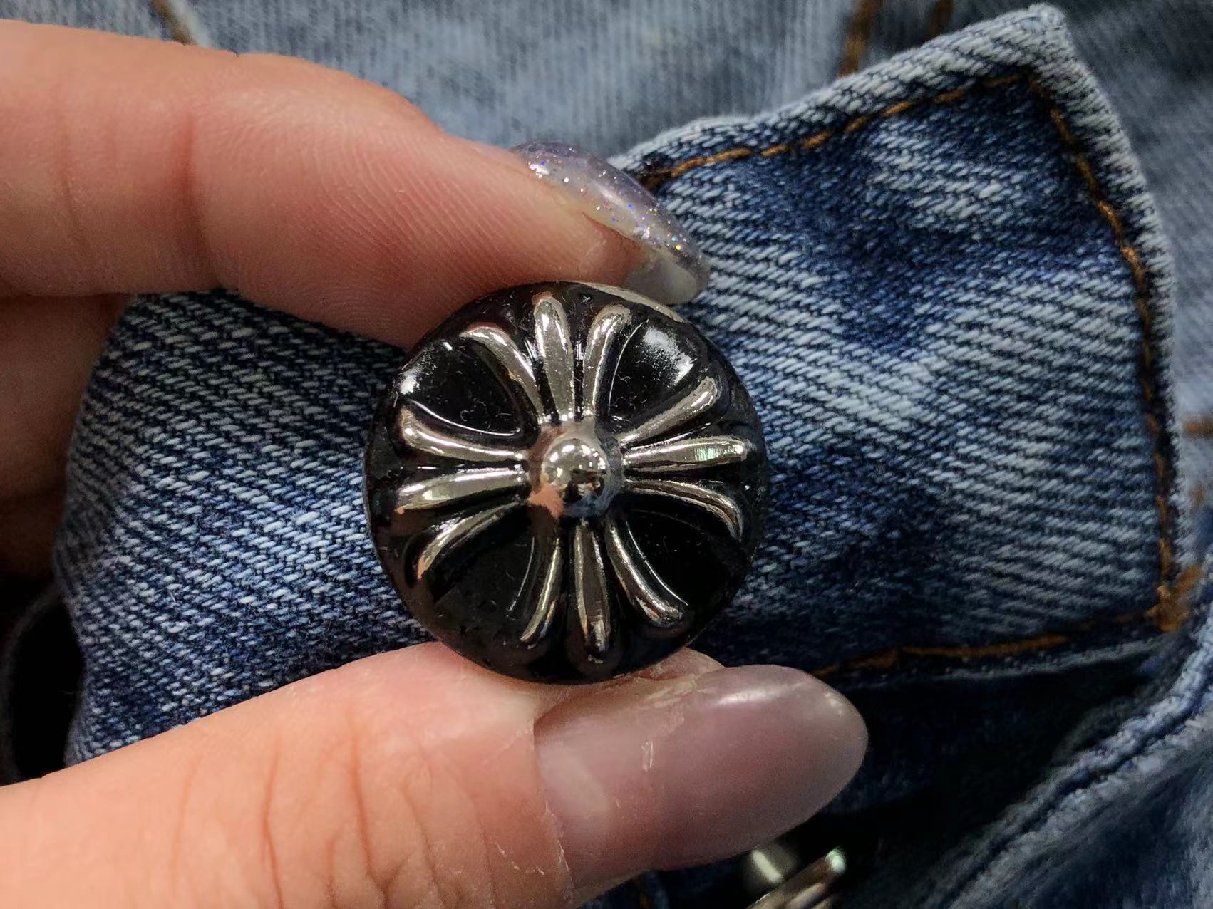 Black Cross Patch Distressed Denim Jeans™