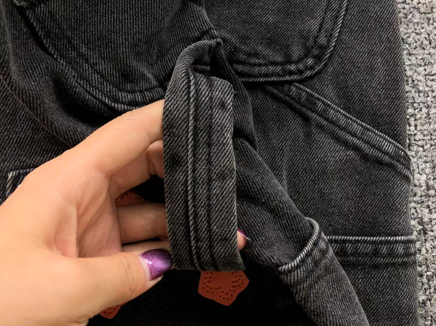 Orange Cross Patch Black Denim Jorts