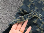 Cross Pattern Dark Denim Baggy Jeans™