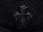 Black Leather Cross Knit Beanie™