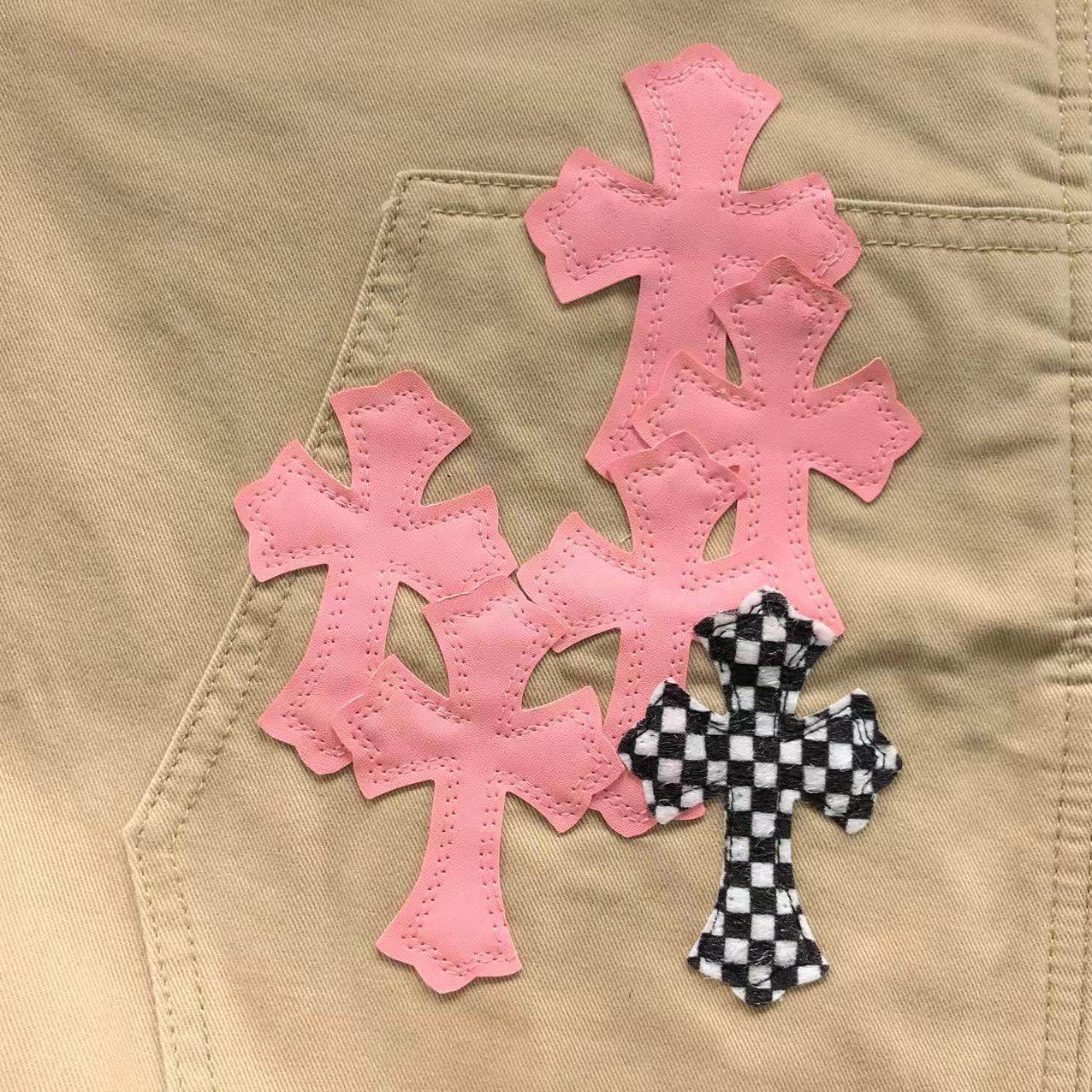 Pink & Checkered Cross Patch Beige Carpenter Pants™