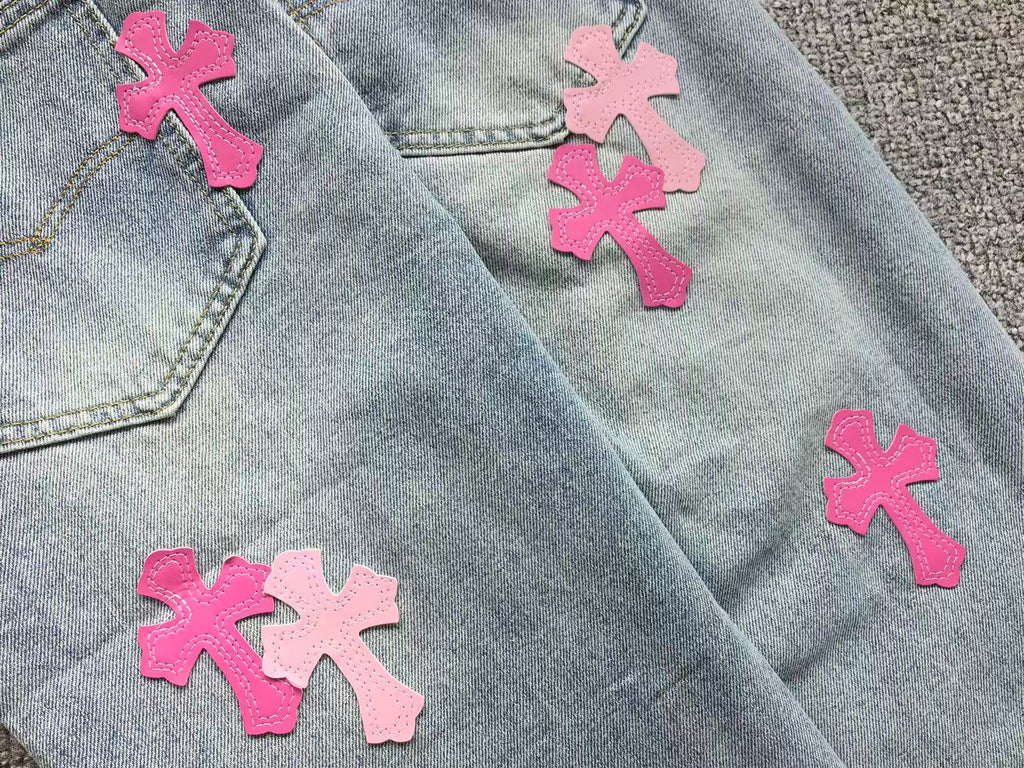 Pink Cross Patch Light Denim Jeans™