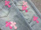 Pink Cross Patch Light Denim Jeans™