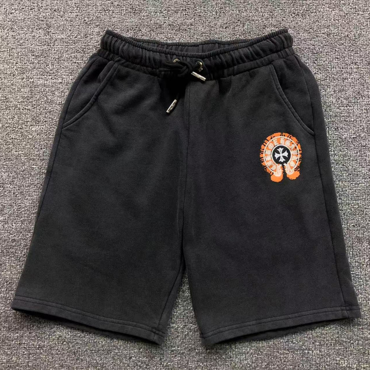 Orange Horse Shoe Logo Faded Black Sweatshorts™