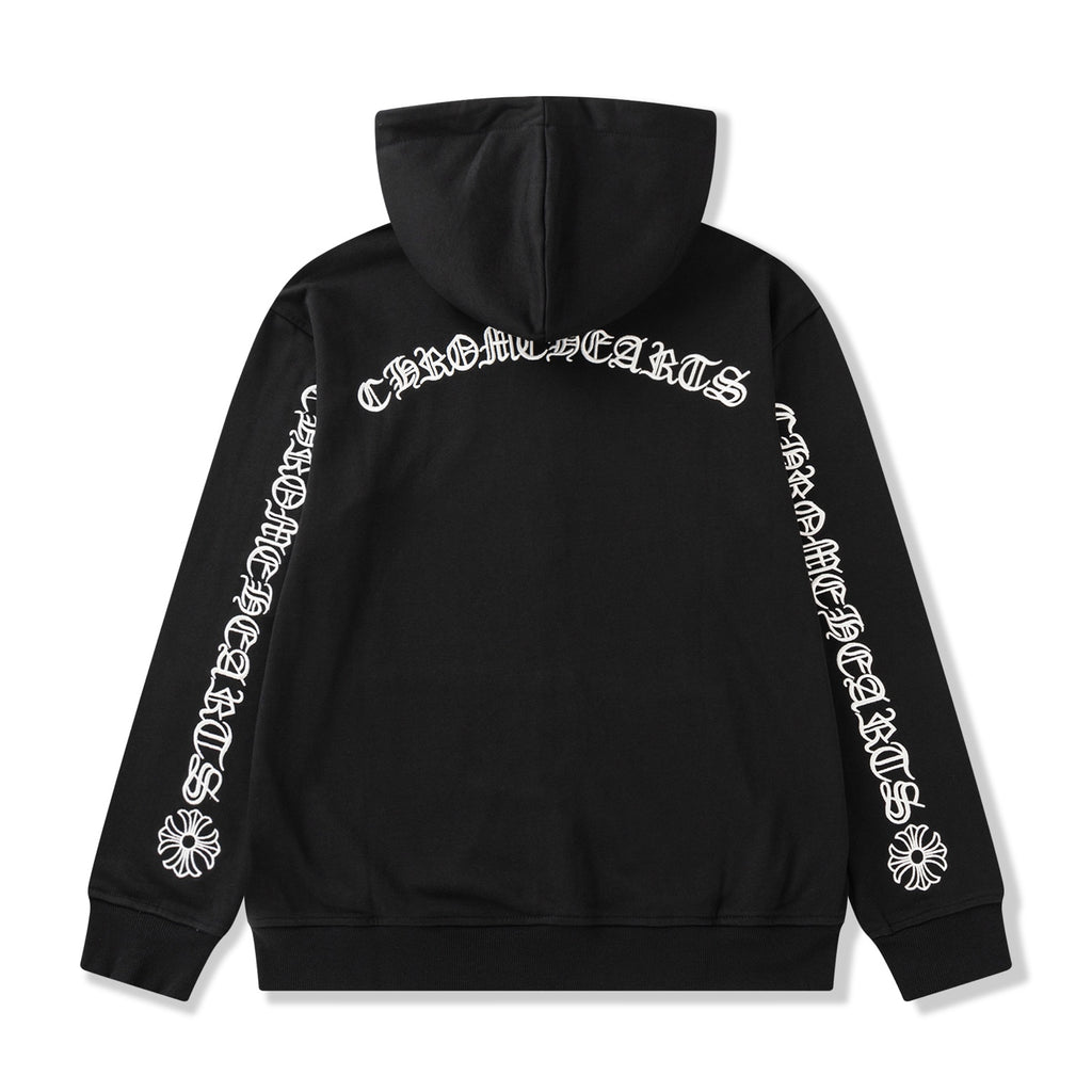 Typography Logo Black Full Zip Hoodie™