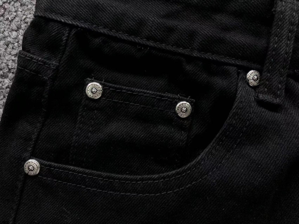 White & Light Blue Cross Patch Black Denim Jeans™
