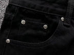 White & Light Blue Cross Patch Black Denim Jeans™