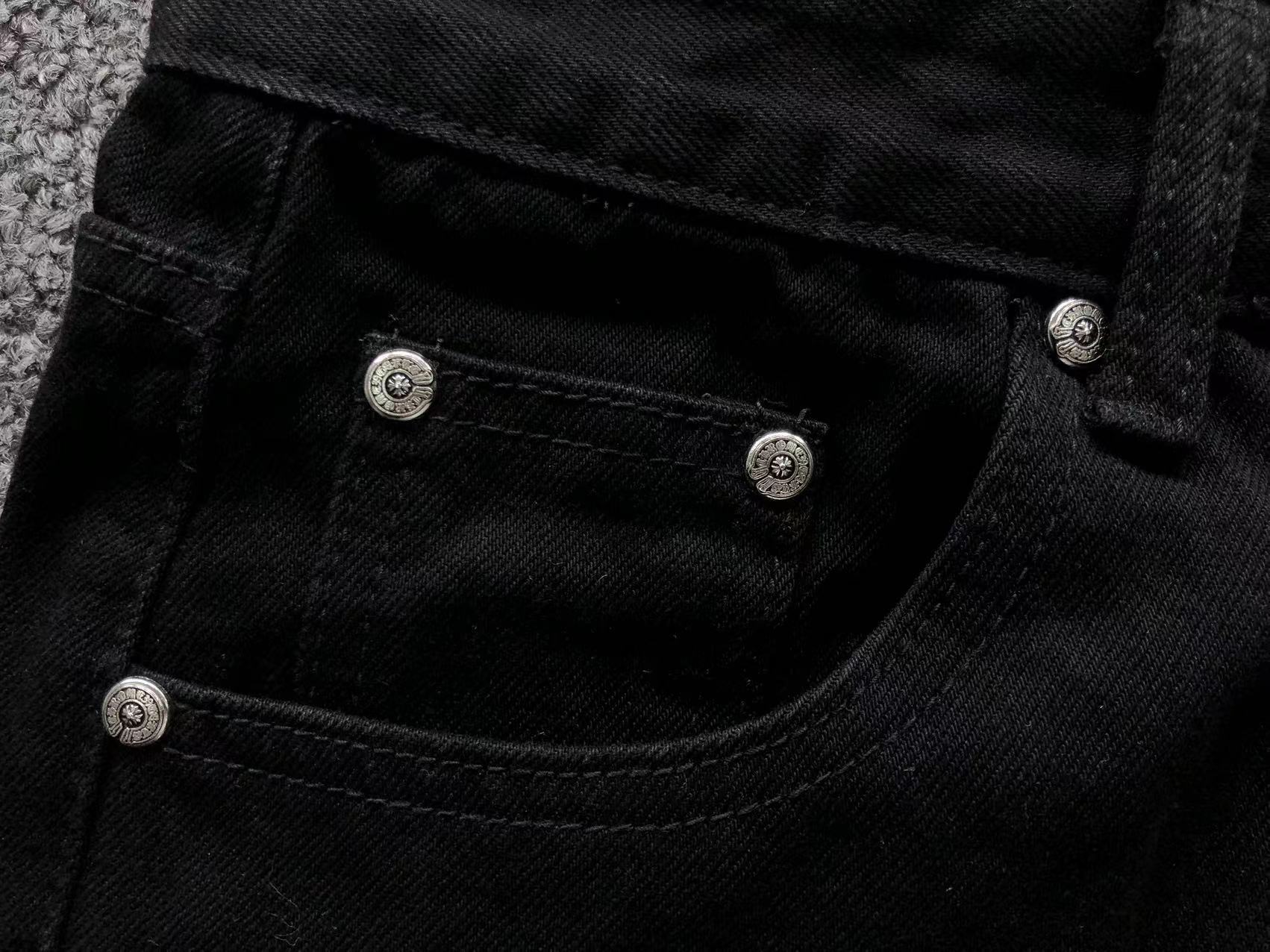 White & Light Blue Cross Patch Black Denim Jeans™