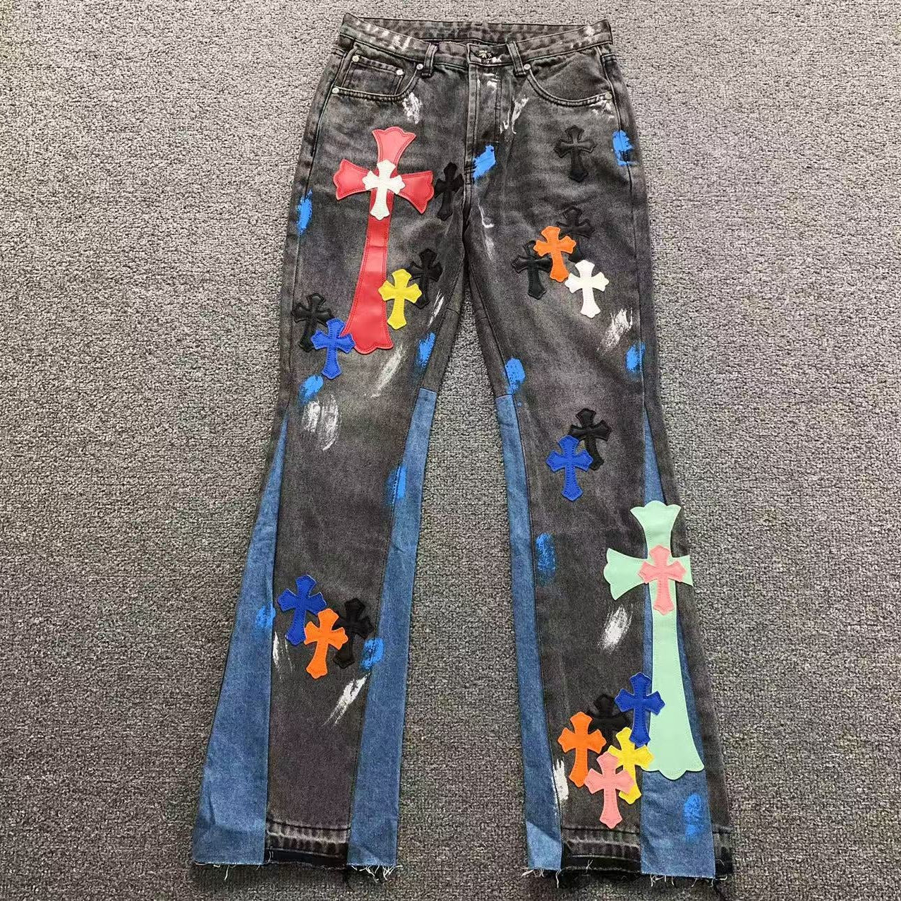 Mixed Cross Patch Grey Art Jeans™