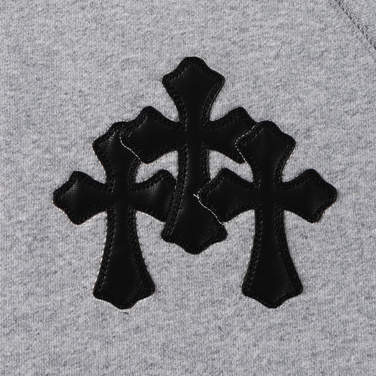 Black Triple Cross Patch Grey Full Zip Hoodie™