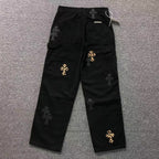 Black & Leopard Cross Patch Black Carpenter Pants™