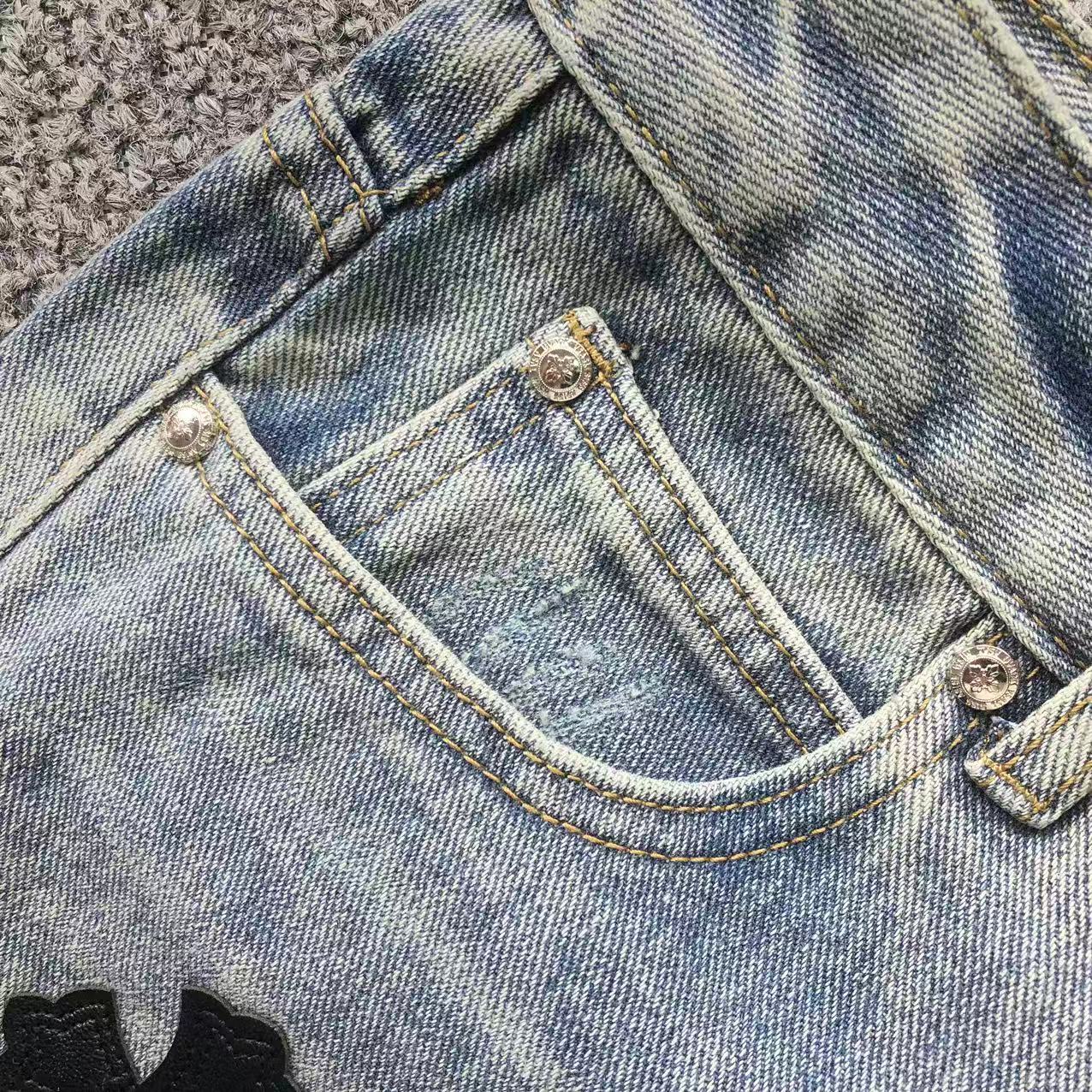 Black Cross Patch Light Denim Baggy Jeans™