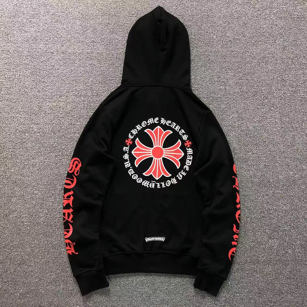 Red Cross Emblem Black Full Zip Hoodie™